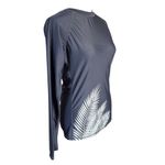 Black long sleeve crewneck stretchy pullover white leaf shirt women's size M Size M Photo 1