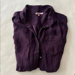 Calypso St. Barth  100% Silk Long Sleeve Button Down Pocket Blouse Dark Purple M Photo 8