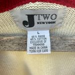 Vintage 90s JTWO Christmas Cardinals Winter Cardigan Sweater Red Collar LARGE Photo 5