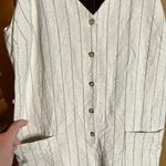 Ecovibe 100% Cotton Oatmeal Black Stripe Jumpsuit Size Small Photo 2