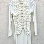 Fernando Claro Circinus Long Sleeve Straight Maxi Dress Circinus White Small Photo 3