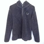 PINK - Victoria's Secret PINK VICTORIA’S SECRET Charcoal Gray Sherpa Fuzzy Half Zip Pullover Small Photo 9