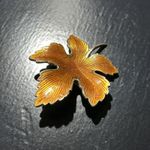 Vintage 2” Orange Enamel/Gold Tone Leaf Brooch Gold Photo 1