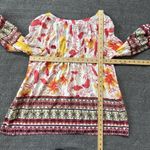 Anthropologie Fig & Flower Floral Top Medium Boho Artsy Red Colorful Peasant Photo 6