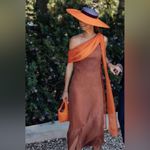 Vanderwilde Galdana Maxi Dress Chiffon Asymmetrical Caldera Rust Orange 36 NWT Size 4 Photo 7