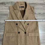 ZARA  Women Soft Double Breasted Collared Camel Two Front Pockets Long Vest Sz S Photo 12