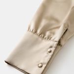 Cupshe  x JoJo Champagne Satin Collared Long Sleeve Blouse Photo 0