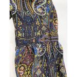 Rose + Olive Paisley Flowy Boho Top Womens Size Medium Balloon Tie Sleeve Retro Photo 3
