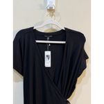 Eileen Fisher NEW Jersey Wrap Dress in Black Size L Midi Short Sleeve Lagenlook Photo 3