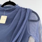 Free People  On My Way Mesh Bodysuit XS periwinkle NWT Long sleeve high neck Photo 1