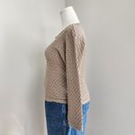 Vintage 90s Taupe Brown Open Knit Long Sleeve Pullover Sweater Top Neutral L Size L Photo 6