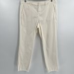 Nili Lotan East Hampton Pants Crop Straight Leg Raw Hem Eggshell Cream Size 12 Photo 2