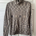 Sundance  Marled Knit Long Sleeve Turtleneck Top Size Small Gray & Cream Photo 0