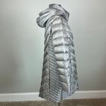 Michael Kors  Quilted Puffer Coat Size Large Gray Mid Length Packable Jacket Photo 2