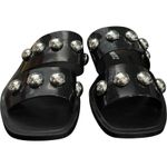 Schutz New  Lizzie Slide Sandals Black‎ W/ Silver Studs Jelly Slip On Size 6 Photo 2