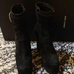 Saint Laurent Mina Cherry 95  Mazzi Buckle Platform Suede Booties Cachemire Nero Size 39 Photo 4