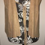 Women’s Suede Like Vest Shirt Open/Tie in Back Sm Tan Photo 0