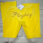 Playboy NWT Velour Rhinestone Pants Yellow Size Medium has heart rhinestoned on Photo 3