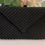 Vintage Black Crochet Clutch Purse Bag Inside Zipper and Button Closure Boho Photo 0