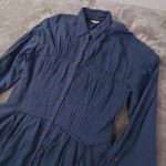 Anthropologie Pilcro Corset Midi Shirt Dress Women's Large Blue Prairie Peasant Photo 2
