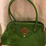 Iman Vegan Crock Cracked Green Shoulder Bag Photo 1