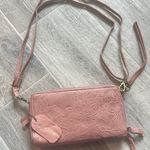 Great American Leather Works Pink Tooled Leather Floral Crossbody Handbag Purse Photo 0