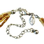 Premier Designs MULTI STRAND NECKLACE Gold Bead & Brown Stone Pendant 16-19" PD Photo 3