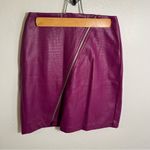 Bar III Faux Leather Mini Skirt Purple Snakeskin Asymmetric Zip XS Photo 3