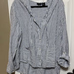 Tahari  Blue and White Striped Linen Shirt Photo 0