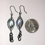 Gunmetal Gray Dark Metal Abalone Shell Boho Pierced Earrings Photo 1