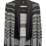 Talbots  Lambswool Blend Open Front Cardigan Sweater L Black Nordic Fair Isle Photo 0