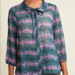 Modcloth  sheer navy button down ballerina blouse Photo 3