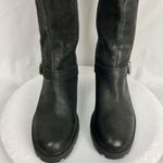 Lucky Brand  Black Riding Boots Scoty Round Toe Stacked Heel Leather Sz 9.5 M Photo 2