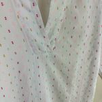 Linda Anderson White Cotton Embroidered Long Roll Tab Sleeve Collared Blouse M Size M Photo 4