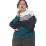 Lane Bryant  Classic Bracelet-Sleeve Turtleneck Stripe Sweater Photo 1