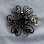 Vintage Virgin Mary Brooch Silver Tone Pin Blue Rhinestones Catholic Religious Photo 3