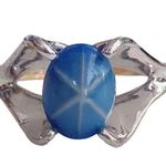 Vintage Blue Faux Star Sapphire Ring Sz 4.5 Photo 0