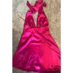 Garage  Holly Satin Plunge Halter Dress hot pink Photo 3