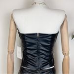 NIA the Brand Origami Faux Leather Top & Midi Skirt Set in Black Photo 3