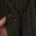 Olive Green Chunky Knit Sleeveless Vest Cardigan Pockets Buttons XL Photo 2