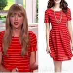 Bordeaux  Striped Red and White Mini Dress Photo 5