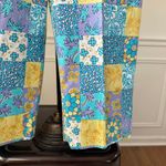 Vintage Gepetto Patchwork Floral Palm Tree Print Cropped Pants S Blue Photo 3