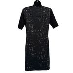 Elie Tahari Black/Gray Bodycon Dress Short Sleeve Zippers Size XS V Mesh Neck Photo 3