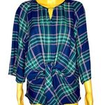 Krazy Kat  PLAID PEPLUM TOP BLOUSE TIE KNOT FRONT L Photo 0