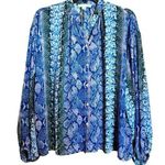Karlie Top Womens Small Multicolor Print Button Up Shirt Sheer Blouse Photo 0