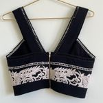Aijek Andrea Embroidered Cropped Top in Black & White Size Medium Photo 6