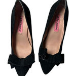 Betsey Johnson Betsey‎ Johnson Black Suede Bow Pointed Toe Kitten Heel Pumps Classic Shoes Photo 0