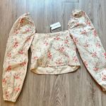 We Wore What Floral Ruched Long Sleeve Crop Top Square Neck Size L NWT Photo 7