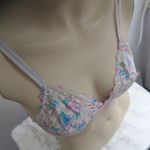 PINK - Victoria's Secret  lace trimmed triangle bra in white and pink size medium. Photo 3