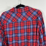 Aerie  Women's Size XL Red Blue Plaid Flannel‎ Boyfriend Pajama Button Up Shirt Photo 8